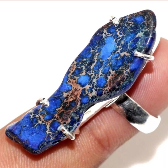 New Unique Sea Sediment Jasper Silver Ring. - Picture 1 of 1